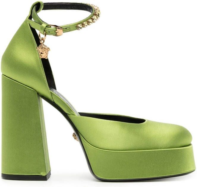 Versace Medusa Aevitas satijnen pumps Groen