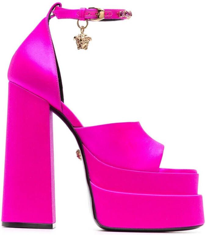 Versace Medusa Aeternitas sandalen met plateauzool Roze