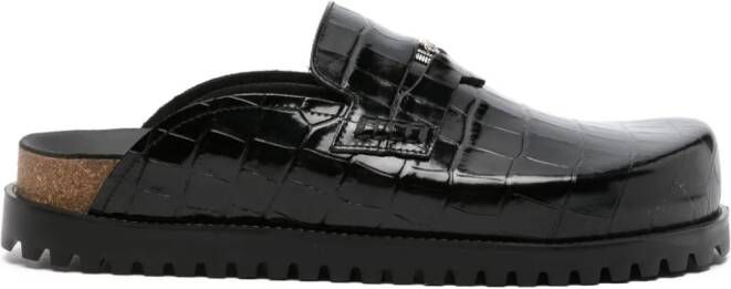 Versace Medusa slippers met krokodillen-reliëf Zwart
