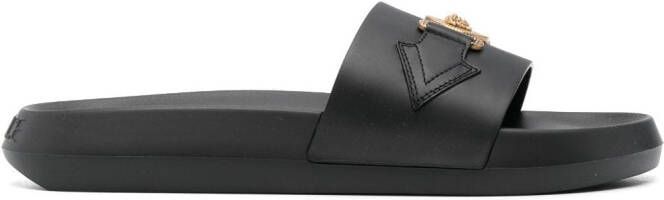 Versace Slippers met Medusa logo en voorgevormd voetbed Zwart