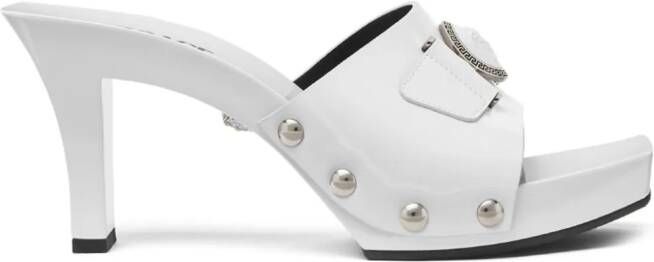 Versace 60mm lakleren klompen met Medusa-gesp Wit
