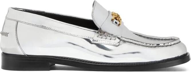 Versace Medusa metallic loafers Zilver