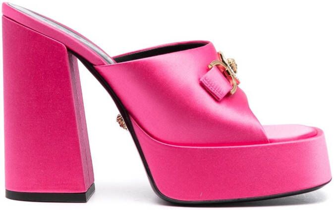 Versace Aeviras 120mm satijnen muiltjes met plateauzool Roze