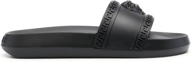 Versace Palazzo slippers met Medusaplakkaat Zwart