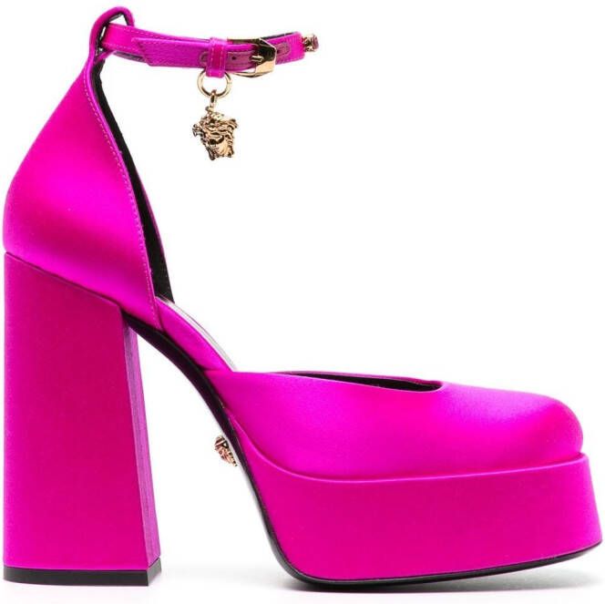 Versace Medusa satijnen pumps Roze