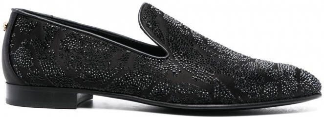 Versace Barocco Silhouette loafers verfraaid met stras Zwart