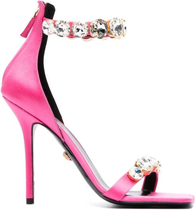 Versace Satijnen 110mm sandalen verfraaid met kristallen Roze