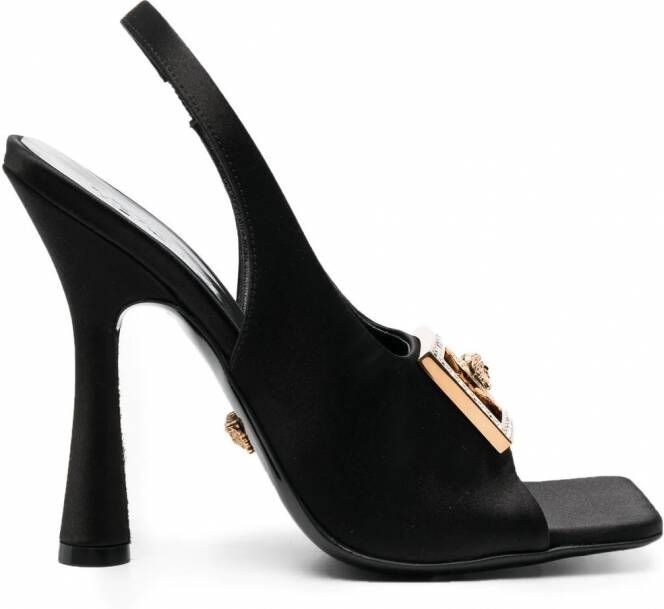 Versace Slingback sandalen met medusa plakkaat Zwart