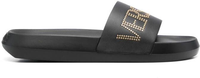 Versace Slippers met studs Zwart
