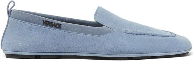 Versace Suède loafers met stiksels Blauw