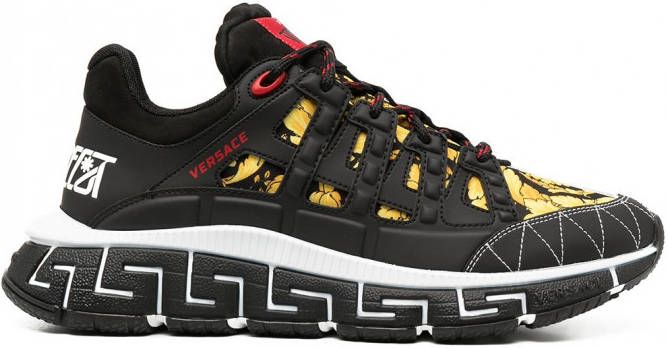 Versace Trigreca sneakers met barokprint heren polyamide Kurk polyurethaan rubber 39.5 Zwart