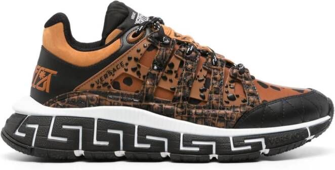 Versace Trigreca leren sneakers Bruin