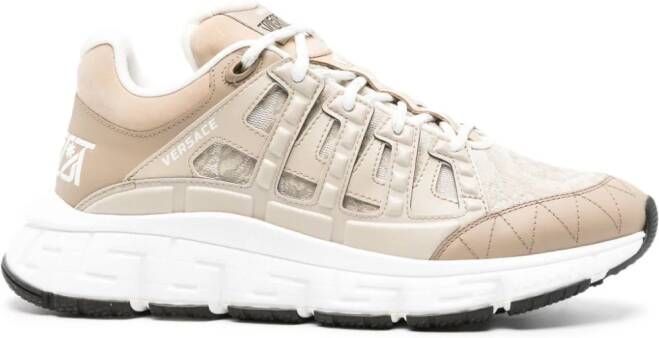 Versace Sneakers met Trigreca Barocco jacquard Beige
