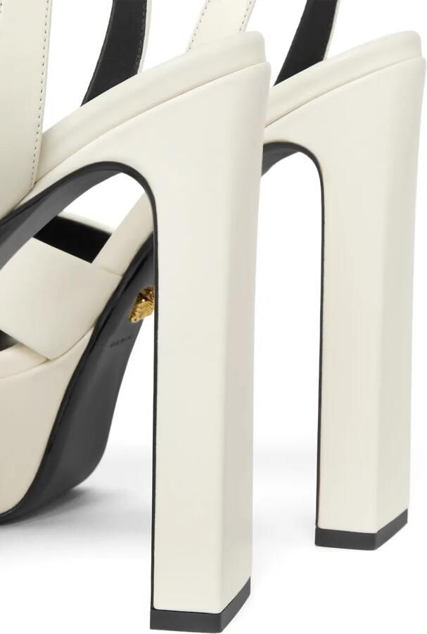 Versace 140 mm Gianni Ribbon leren sandalen Beige