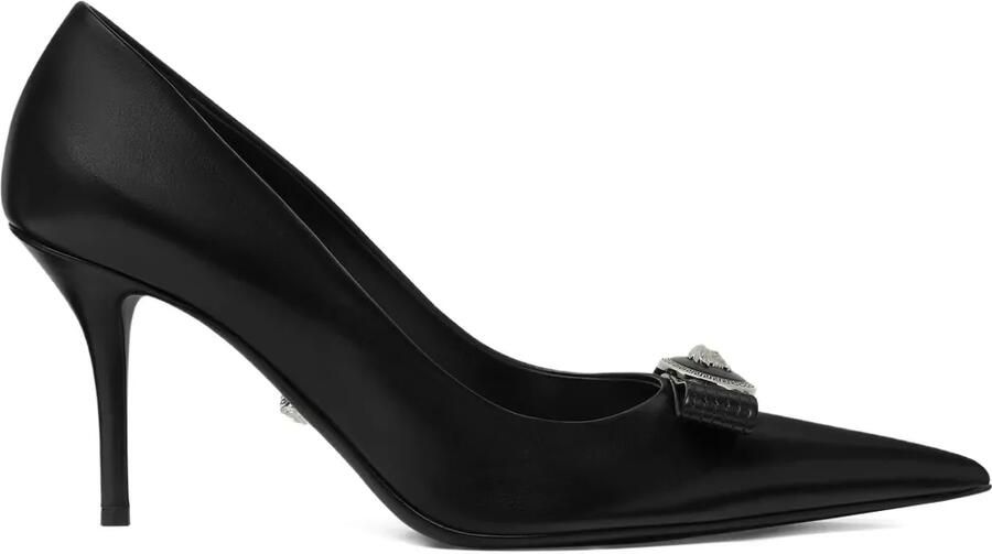 Versace 85 mm Gianni Ribbon leren pumps Zwart