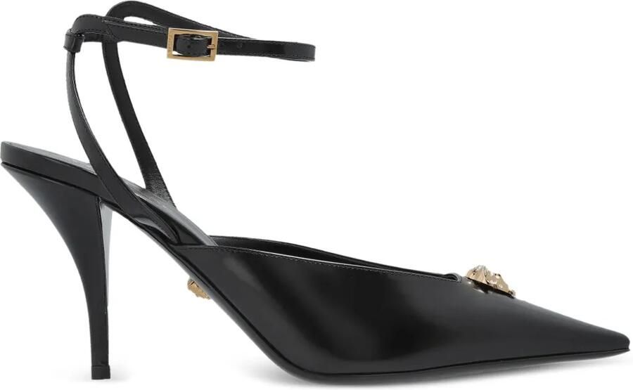 Versace 85 mm Medusa pumps met puntige neus Zwart