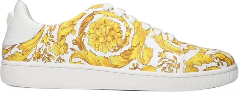Versace Barocco-print leather sneakers Wit