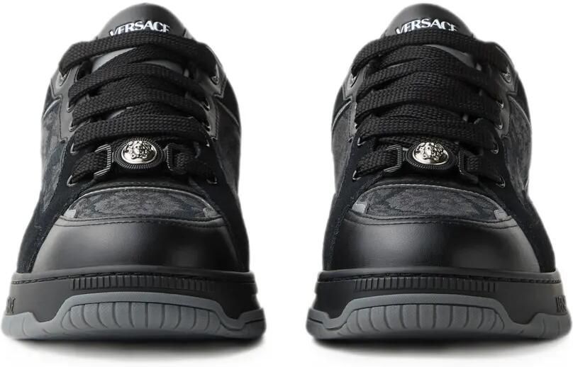 Versace Biggie Basket leren sneakers met jacquard Zwart - Foto 4