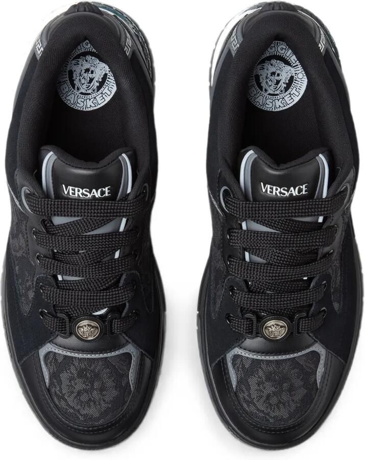 Versace Biggie Basket leren sneakers met jacquard Zwart - Foto 2