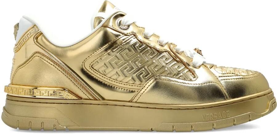 Versace Biggie Basket metallic leren sneakers Goud