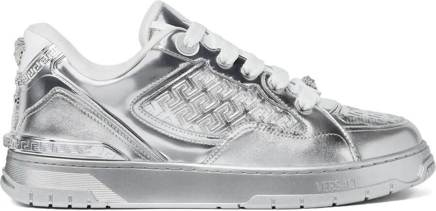 Versace Biggie Basket metallic sneakers Zilver