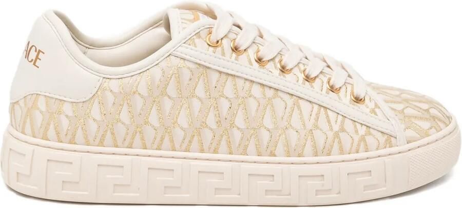 Versace Canvas sneakers met Greca-jacquard Beige
