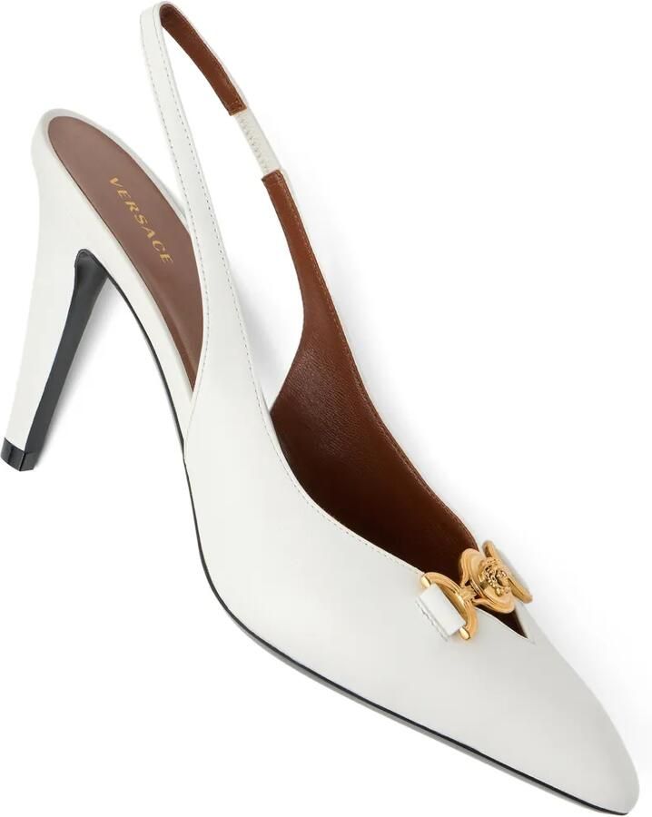 Versace Clelia nappa slingbacks 90 mm Wit - Foto 2