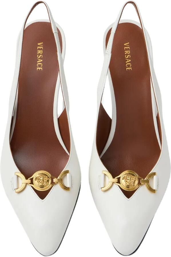 Versace Clelia nappa slingbacks 90 mm Wit - Foto 4