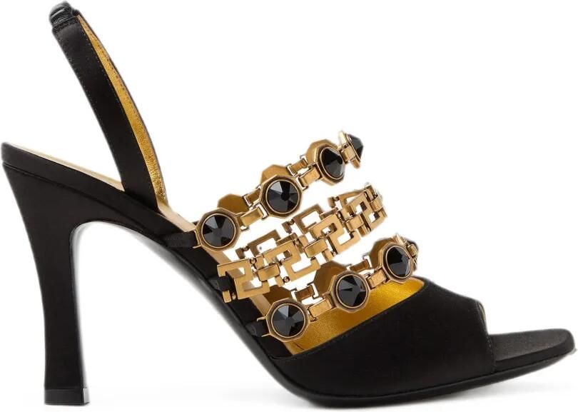 Versace Gemma satijnen sandalen 90 mm Zwart