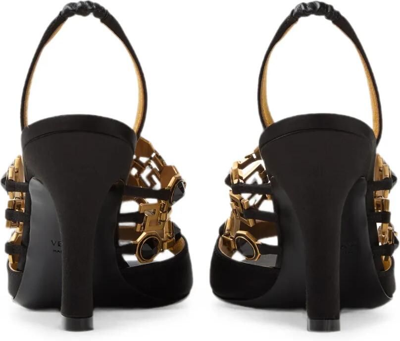 Versace Gemma satijnen sandalen 90 mm Zwart - Foto 4