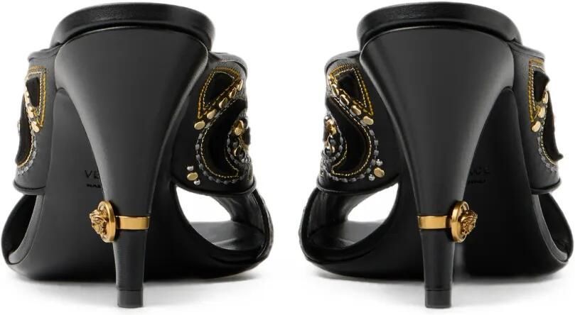 Versace Gianni leren muiltjes 90 mm met borduurwerk Zwart - Foto 5