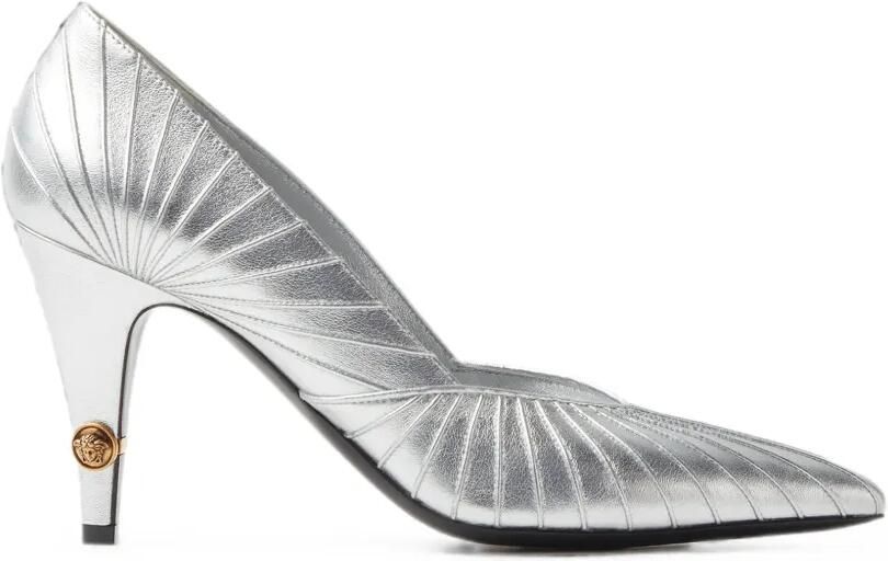 Versace Gianni metallic nappa pumps 90 mm Zilver