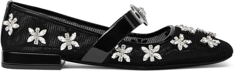 Versace Gianni Ribbon ballerina's verfraaid met kristallen Zwart
