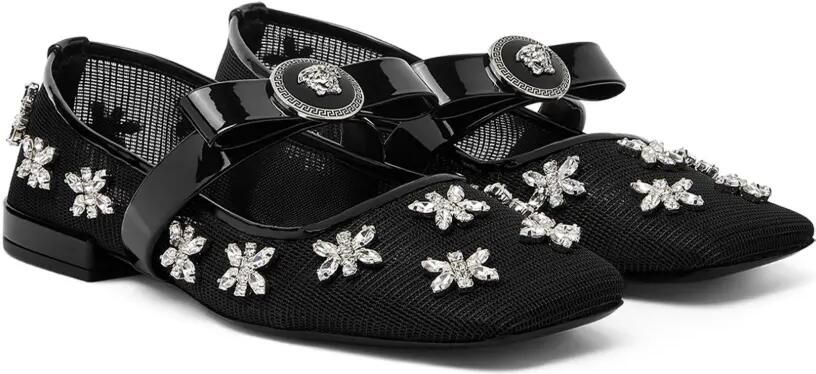 Versace Gianni Ribbon ballerina's verfraaid met kristallen Zwart - Foto 5