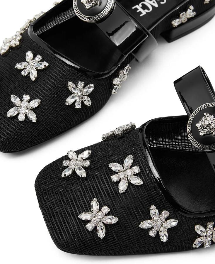 Versace Gianni Ribbon ballerina's verfraaid met kristallen Zwart - Foto 2