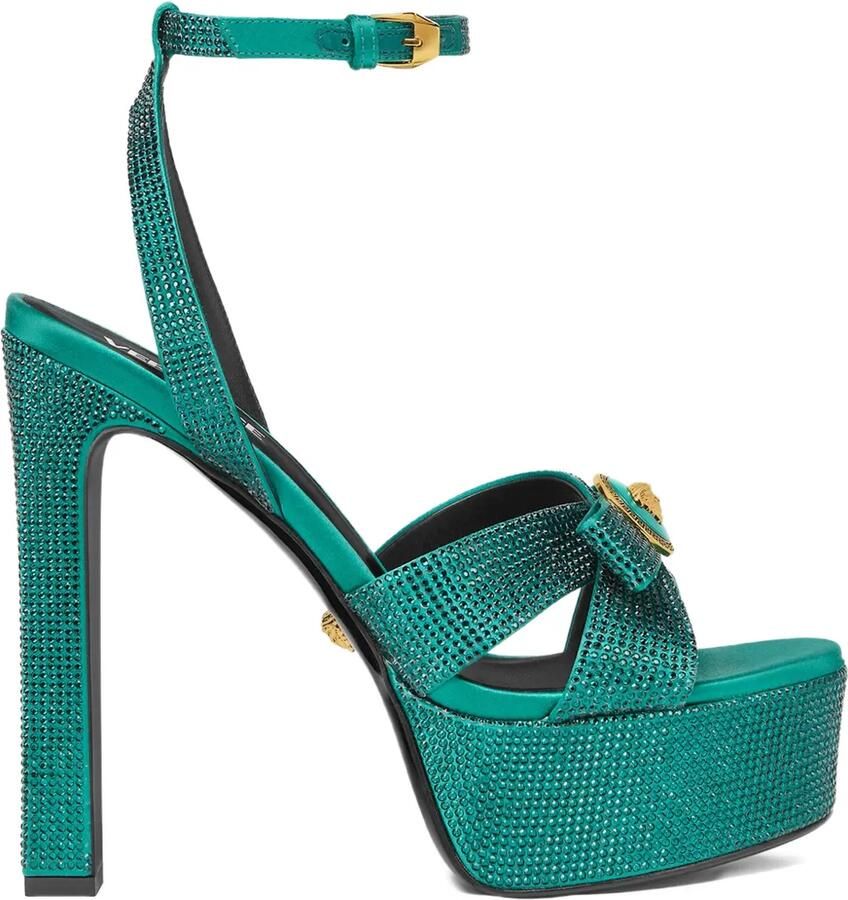 Versace Gianni Ribbon verfraaide satijnen sandalen 140 mm Groen
