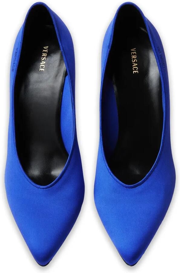 Versace Gianni satijnen pumps 90 mm Blauw - Foto 4
