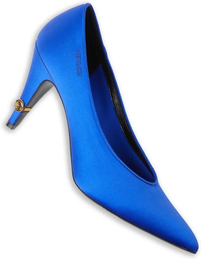 Versace Gianni satijnen pumps 90 mm Blauw - Foto 3