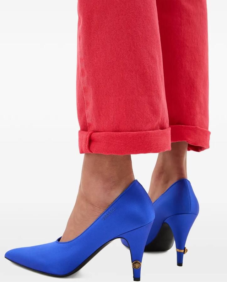Versace Gianni satijnen pumps 90 mm Blauw - Foto 2