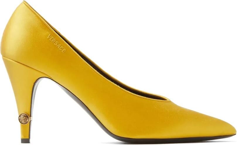 Versace Gianni satijnen pumps 90 mm Geel