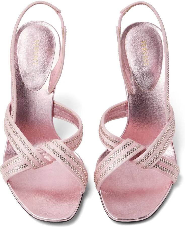 Versace Gianni verfraaide nappa en satijnen slingbacks 90 mm Roze - Foto 2