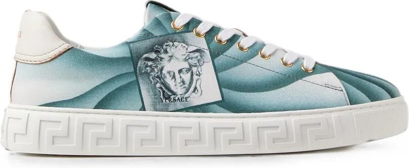 Versace Greca bedrukte canvas sneakers Blauw