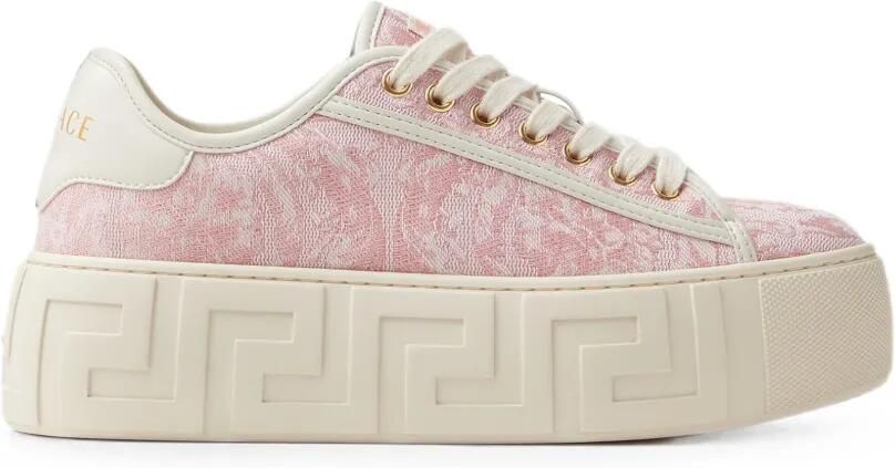Versace Greca canvas sneakers met plateauzool en jacquard Roze