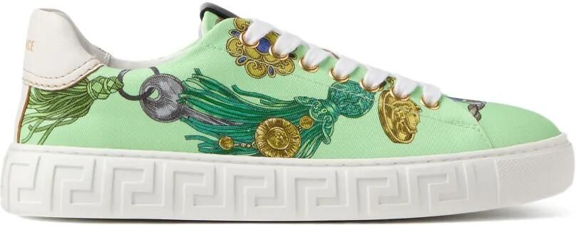 Versace Greca canvas sneakers met print Groen