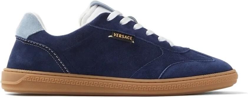 Versace Greca Court suède sneakers Blauw