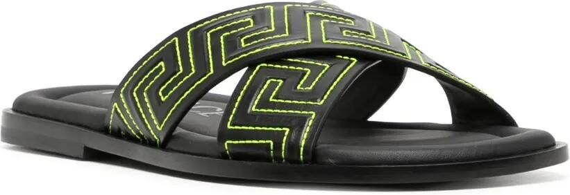 Versace Greca leren slippers Zwart - Foto 3