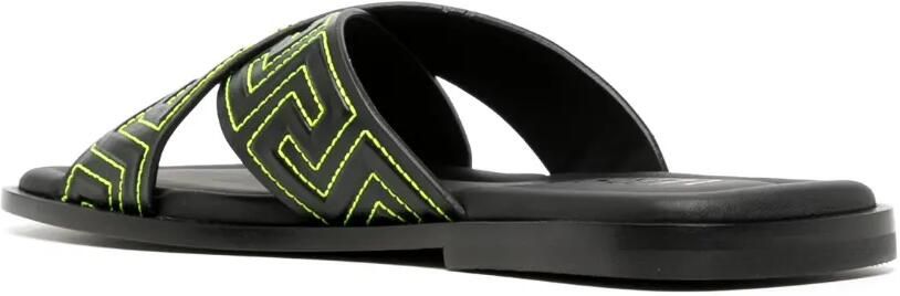 Versace Greca leren slippers Zwart - Foto 4