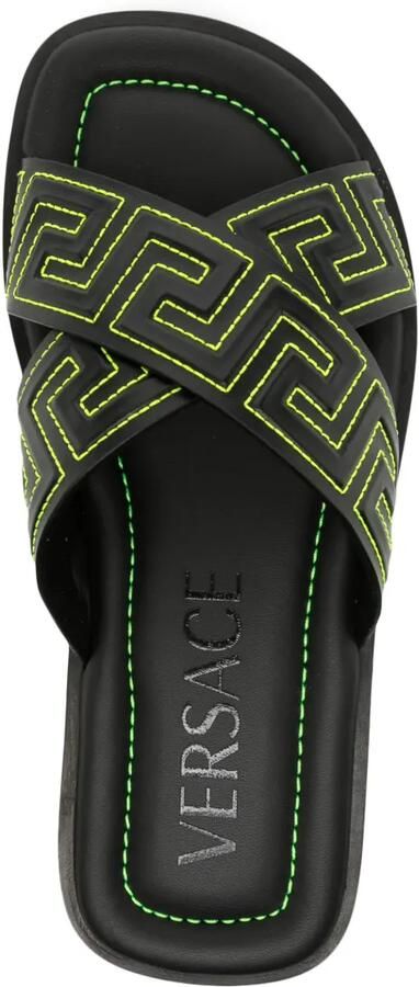 Versace Greca leren slippers Zwart - Foto 2