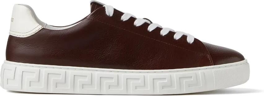 Versace Greca leren sneakers Bruin