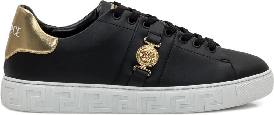 Versace Greca leren sneakers Zwart